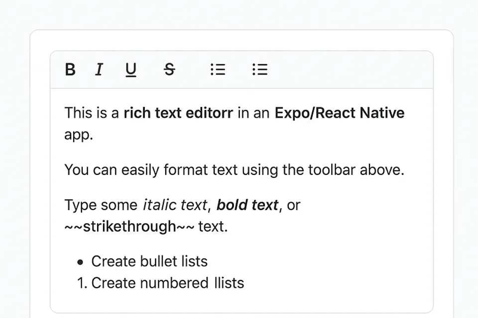 How to Add a Native Rich Text Editor in Expo / React Native (No WebView)