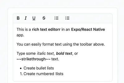 How to Add a Native Rich Text Editor in Expo / React Native (No WebView)